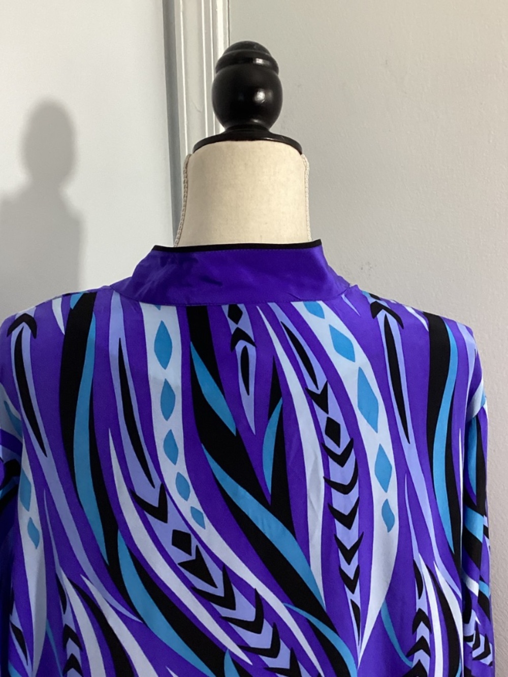 VTG BOB MACKIE WEARABLE ART PLUS 1X 100% SILK TWINSET TANK TOP TUNIC BLUE PURPLE - Picture 13 of 15